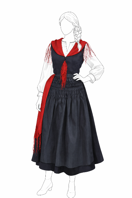 Skizze der Gegendtaler Tracht